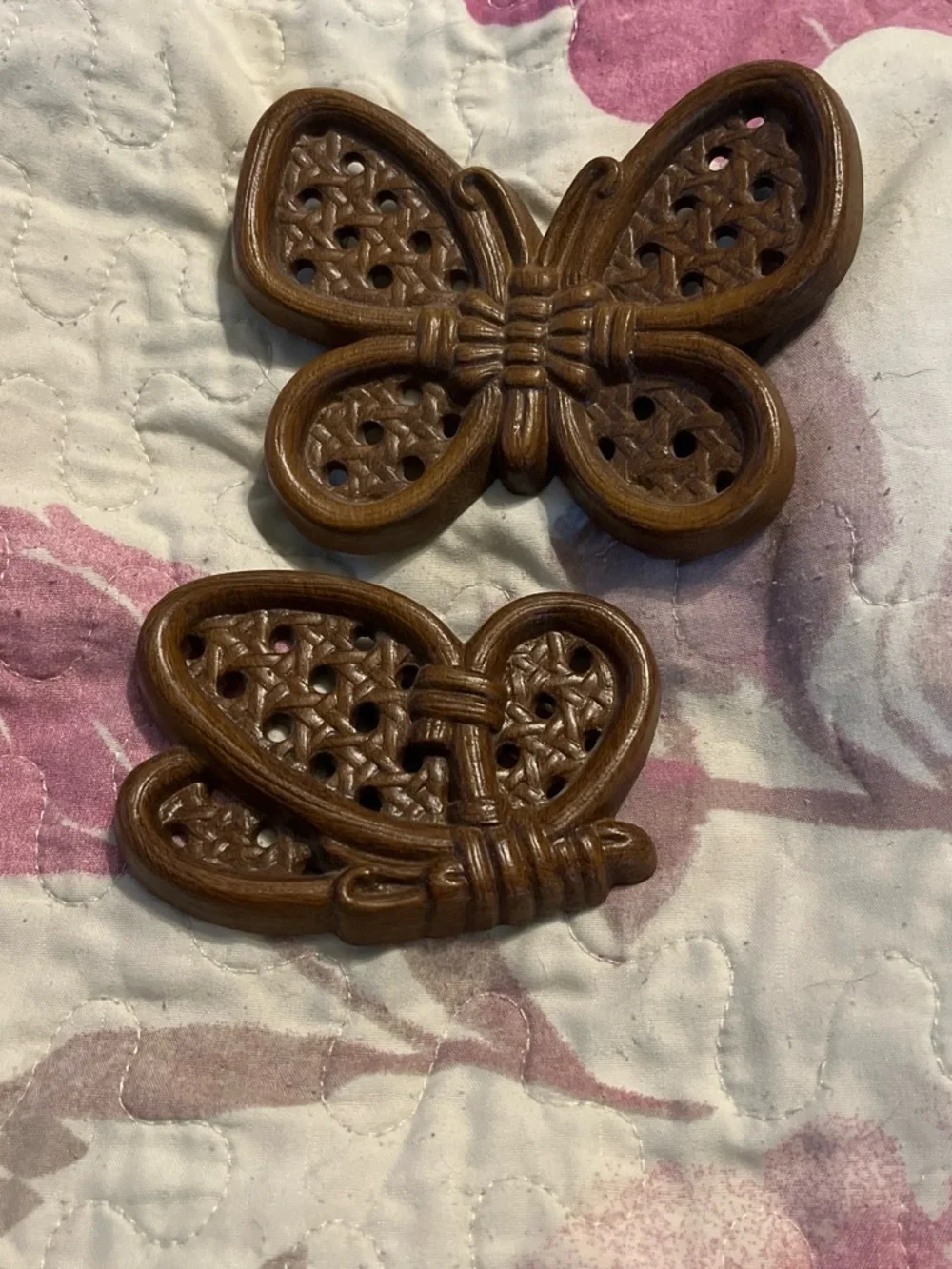 Carved plastic Butterfly Wall Accent Pair - Brown